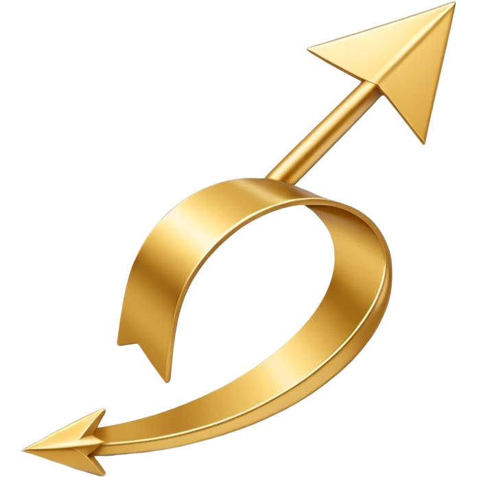 3D golden spiral arrow pointing upward, dynamic twist ribbon style, elegant metallic gold, smooth gradient lighting, realistic shadows, clean modern vector look, professional infographic design emoji