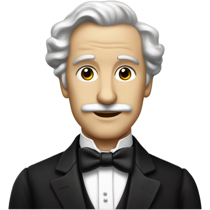 19th century white writer in a black tuxedo with a bow tie emoji