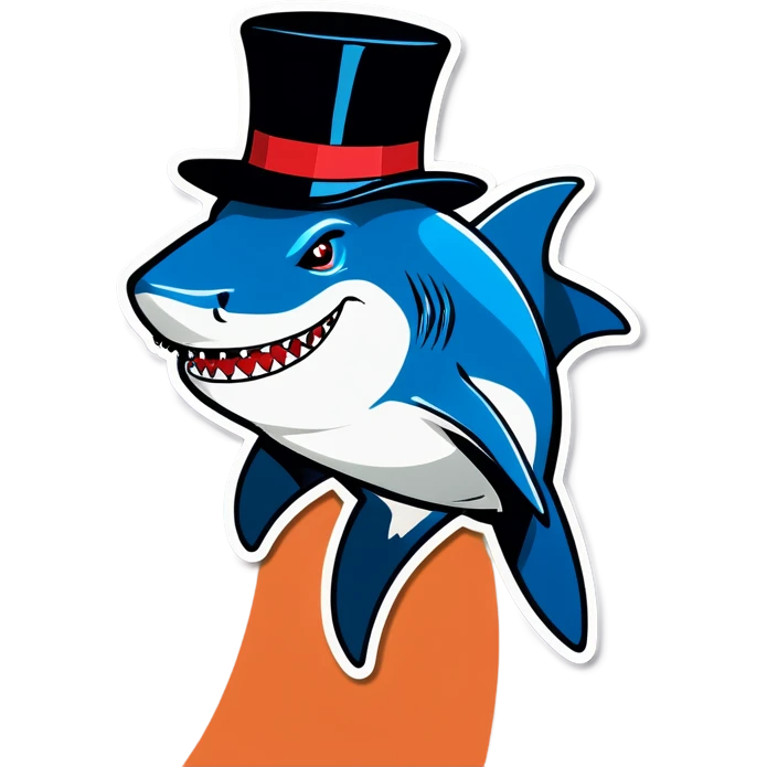 Shark with a top hat emoji