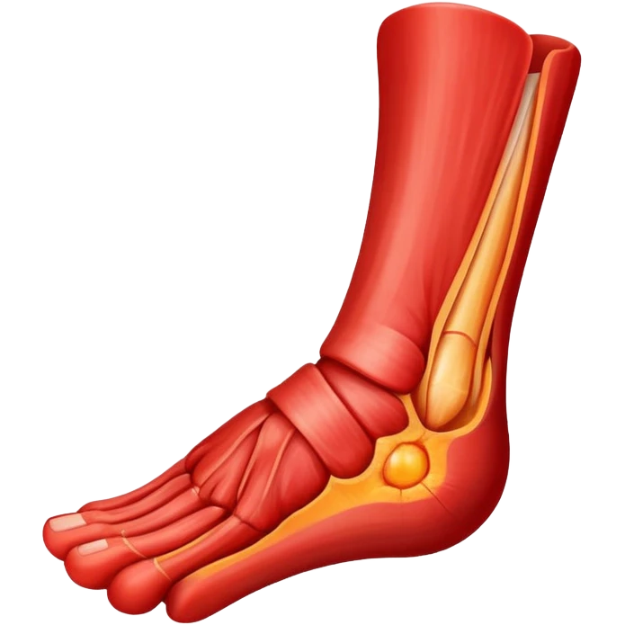 Inflamed red tendon with pain marks emoji