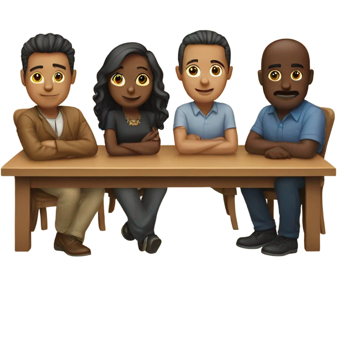 6 people sitting either side of a table emoji