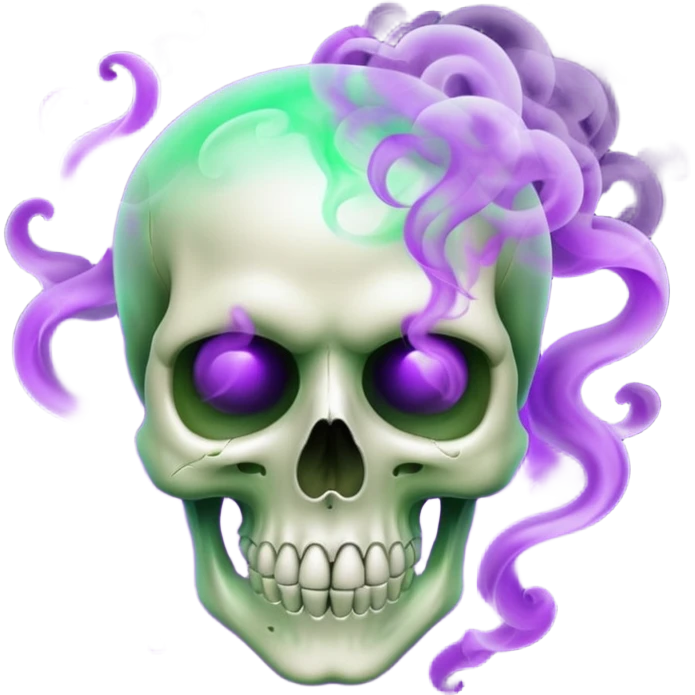 Skull with purple and green smoke emoji