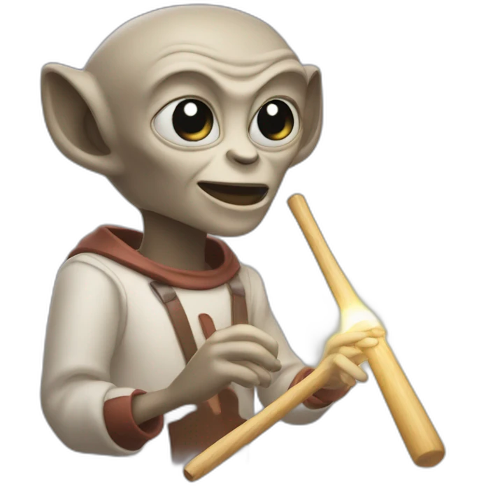 et winking and holding glowing drumsticks emoji
