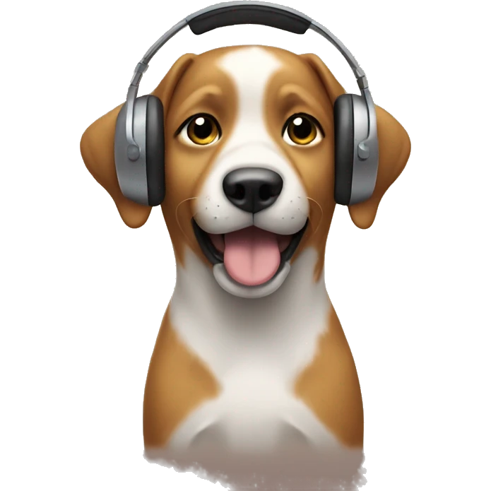 A dog puts on headphones emoji