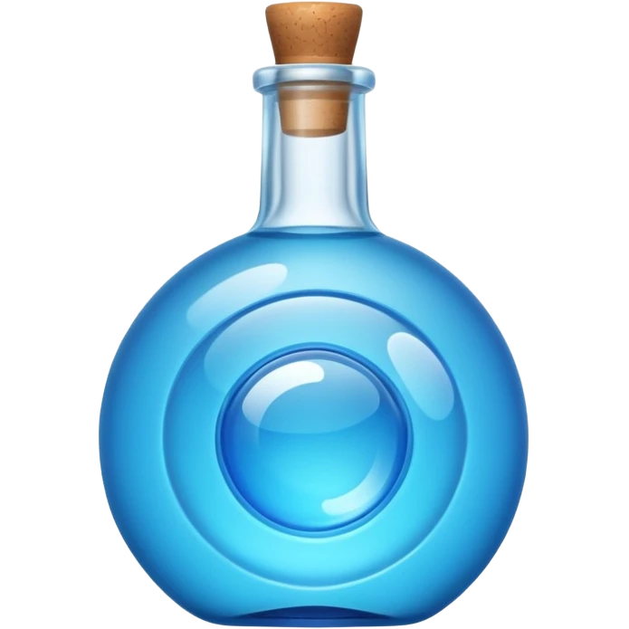 a neon blue motion tiled to the left with a round glass bottle no handle emoji