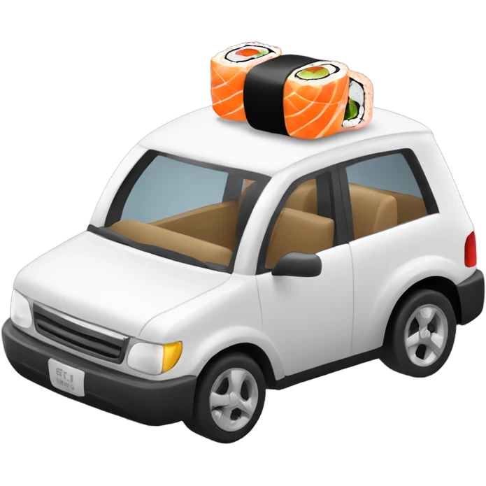 Car with sushi rolls as wheels emoji