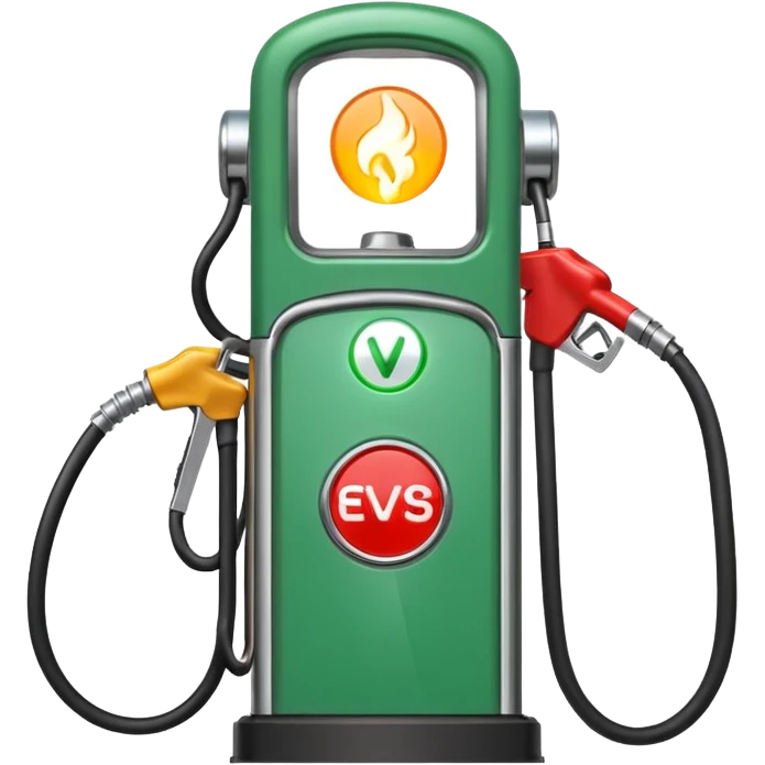 Split image—quick gas pump vs. slow EV plug. emoji