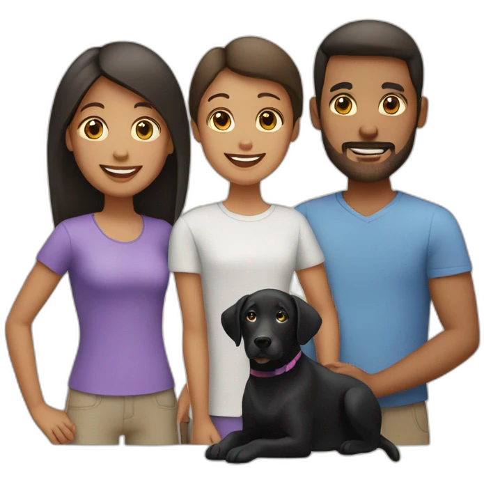 a family of 4 people with a black labrador emoji