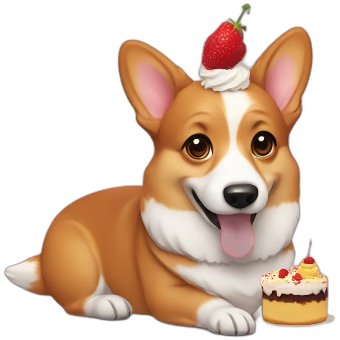 corgi eating cake emoji