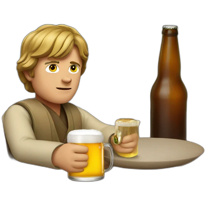 Luke Skywalker with a beer emoji