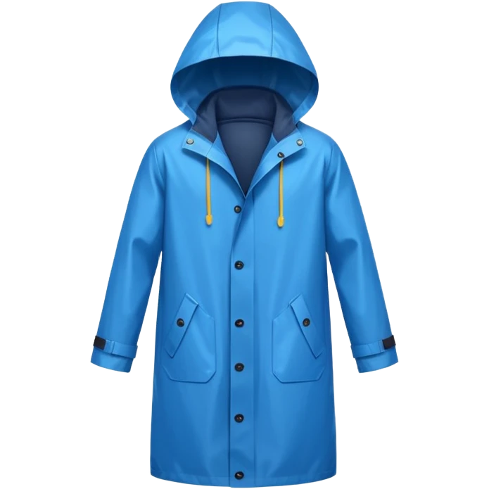 blue raincoat, just rain coat, negative: object. emoji