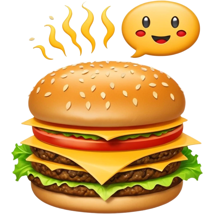 hamburger inside a comic book speech bubble emoji