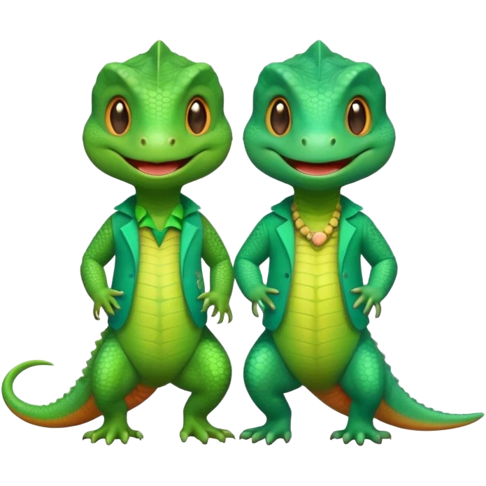 Lizard couple wear cute clothes  emoji