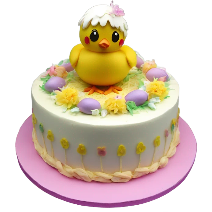 beautifully decorated 2 tier Easter chick cake emoji