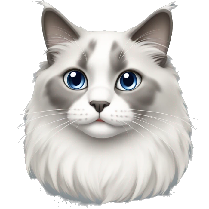 Gray and white ragdoll cat emoji