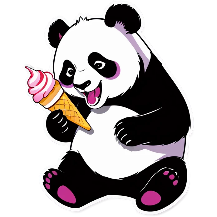 Panda eating ice cream emoji