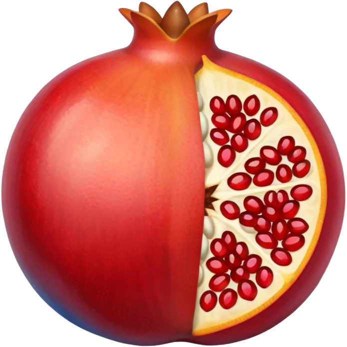 Pomegranate with red, blue and orange seeds inside emoji
