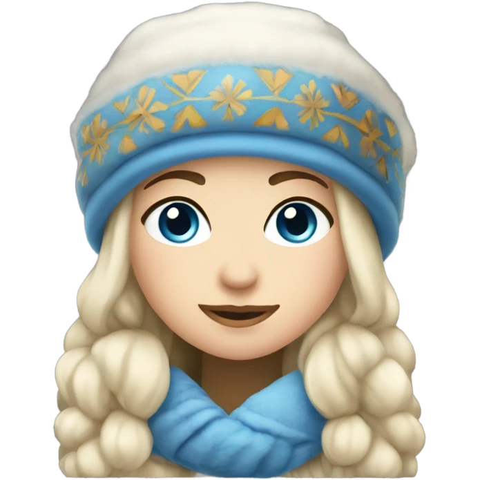 Winter Outfit, Slavic princess with a winter hat and blue eyes  emoji