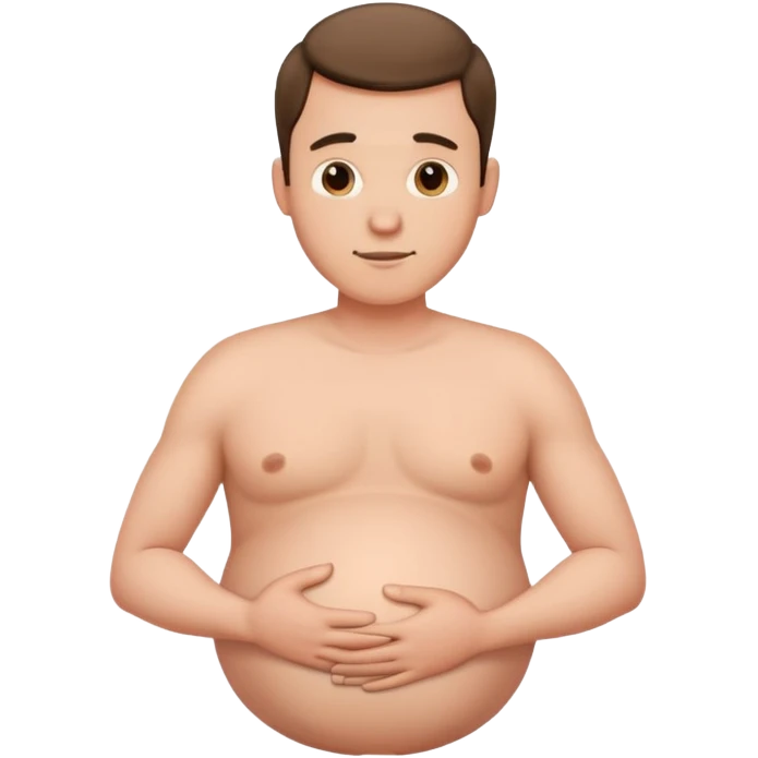 Pregnant man with hands on belly emoji