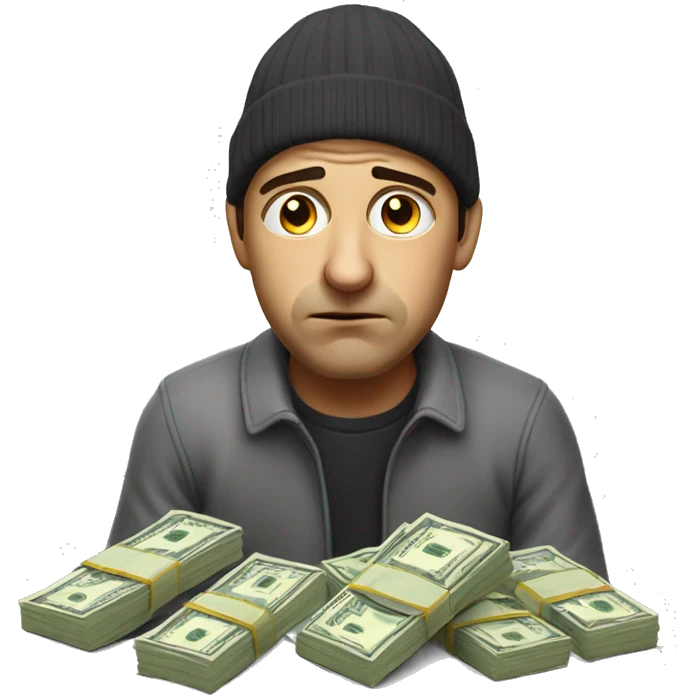 sad man with money photorealistic serious emoji