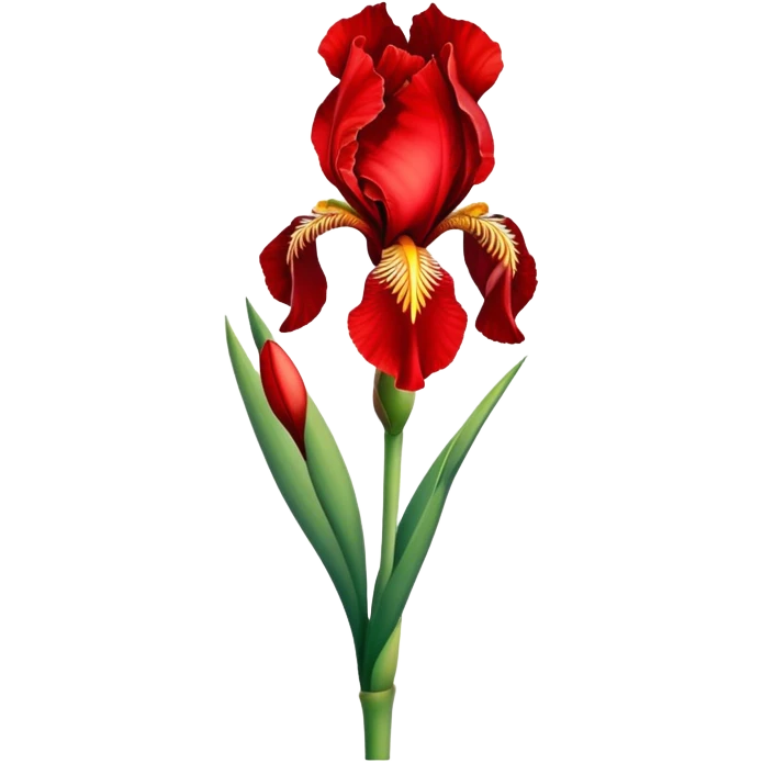 single Bright Red Iris, straight stem emoji