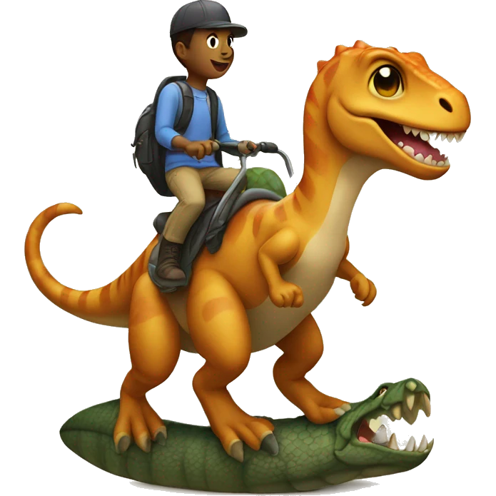 Cat riding a dinosaur emoji