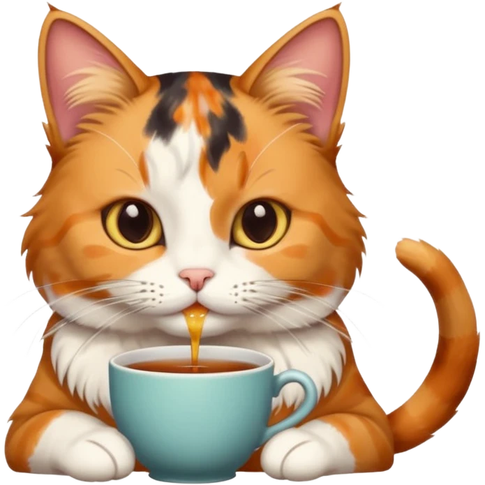 Çay içen kedi emoji