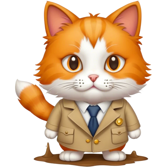 Cat detective following foot prints emoji