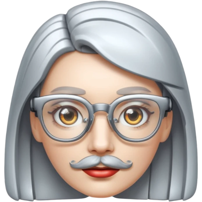 robotic woman with glasses mustache  emoji