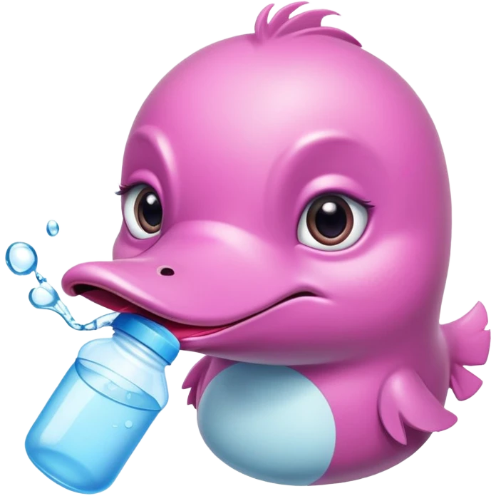 pink preppy platypus with water bottle lips and false eye lashes emoji