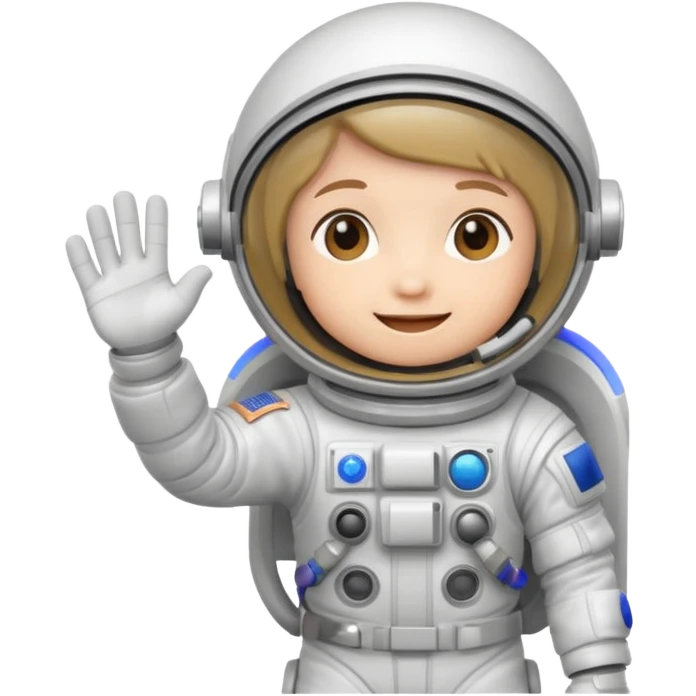 chibi astronaut waving, cheerful emoji