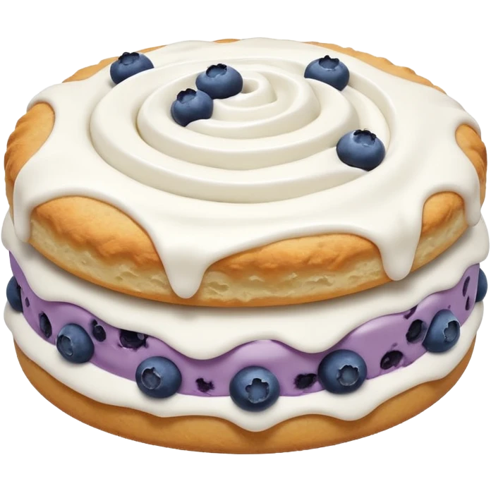 plain blueberry biscuit with 1 icing swirl on top emoji