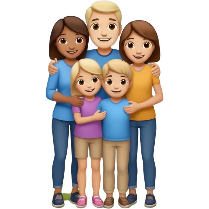family of 5 hugging each other emoji
