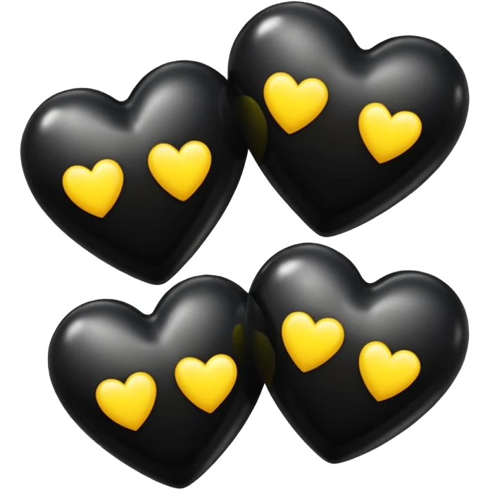 3 black hearts & 1 yellow heart emoji
