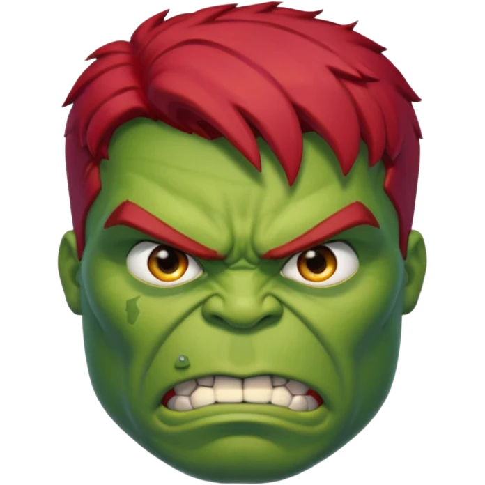 Hulk with red hair  face emoji