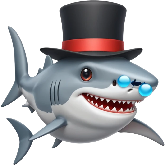 Shark with a top hat emoji