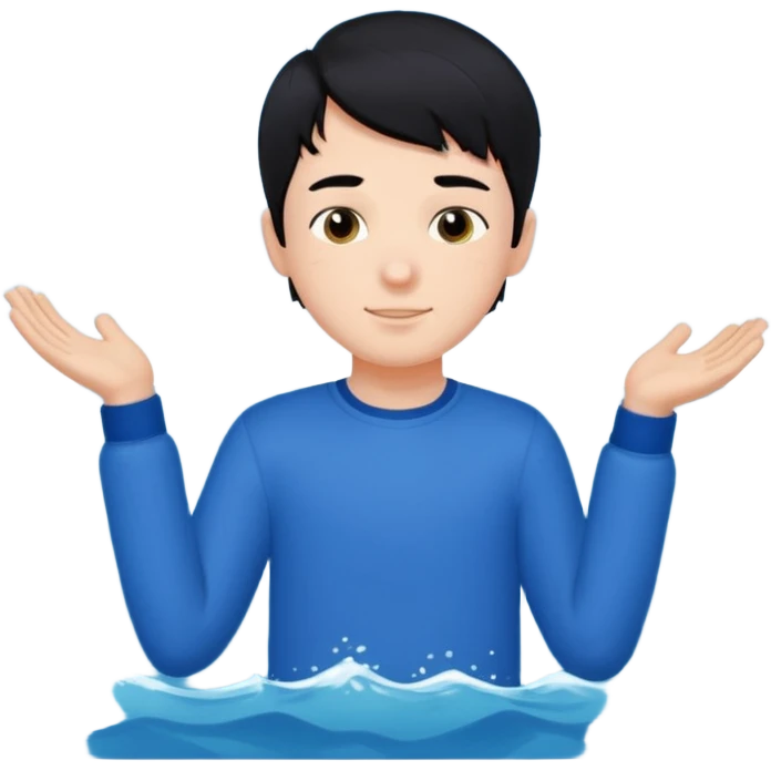 검은 머리의 소년, 옷을 입고 있는 바다를 좋아하고, 완벽을 추구하는, 귀여운, 게임을 좋아하는 emoji