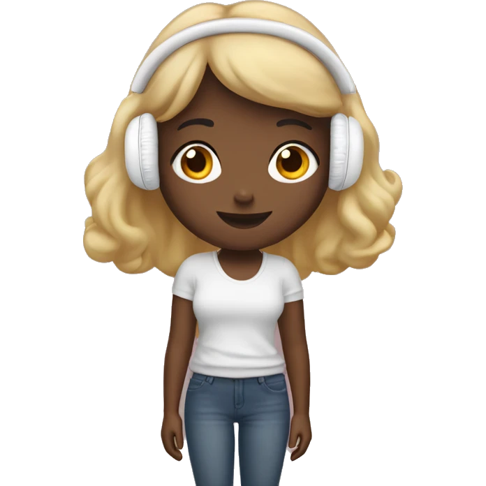 Girl situ black AirPods Max  emoji