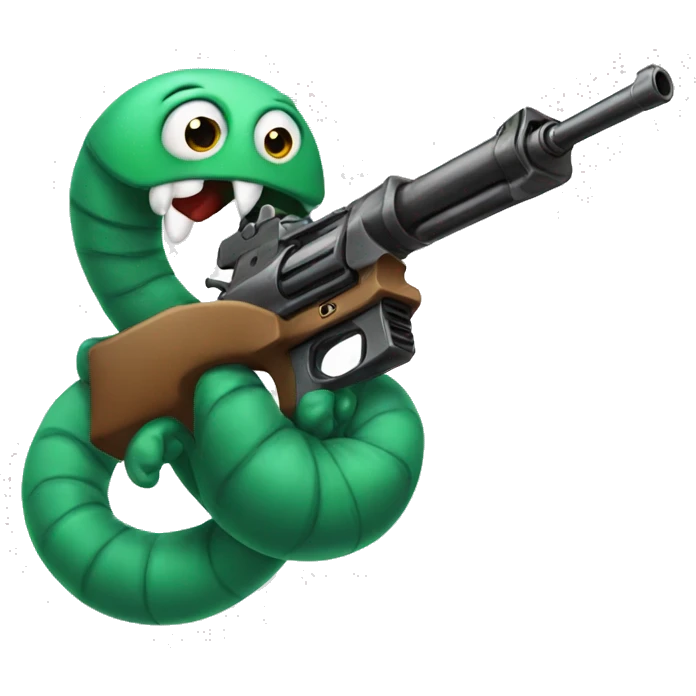 Worm holding a gun emoji