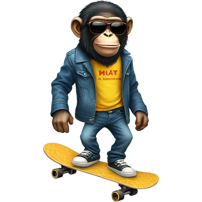 chimp on skateboard with sunglasses on emoji