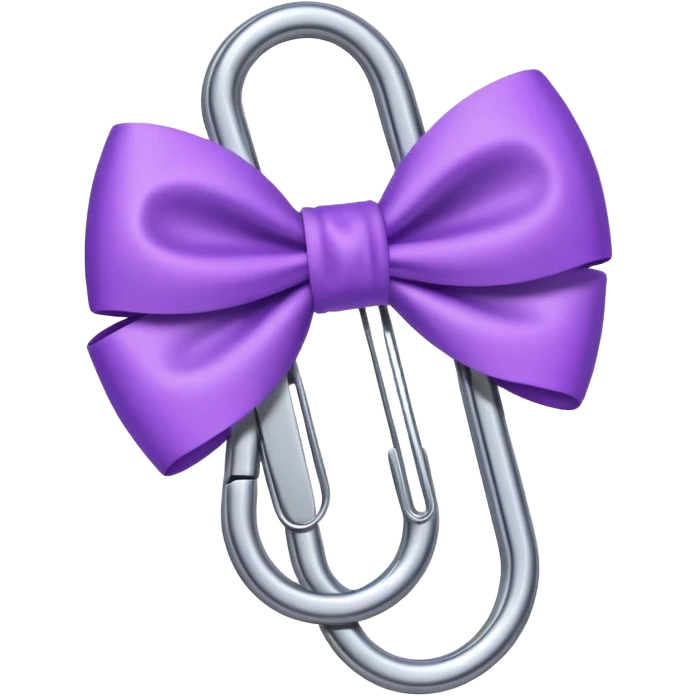 one silver paper clip with a purple bow in the middle emoji