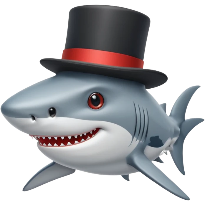Shark with a top hat emoji