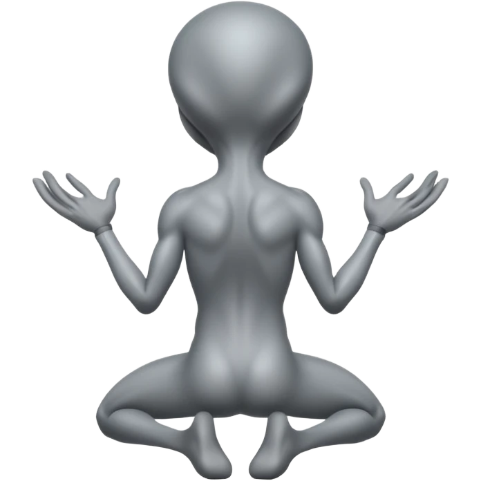 fullbody gray alien kneeling BACKVIEW emoji