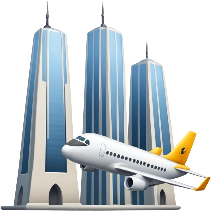 A plane about to hit two towers emoji