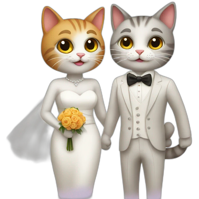 Two cats getting married emoji