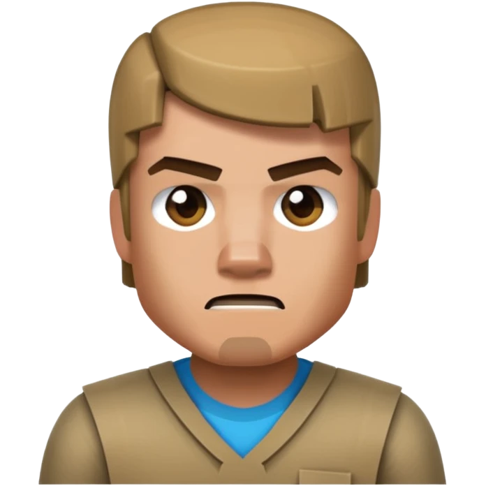 A minecraft character Steve which is doing mean 67 emoji