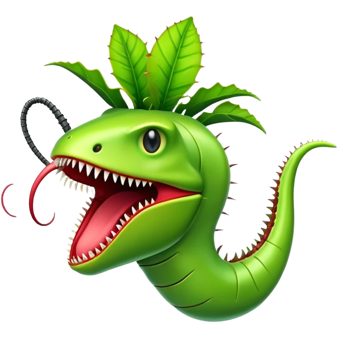 venus flytrap with cables in its mouth emoji