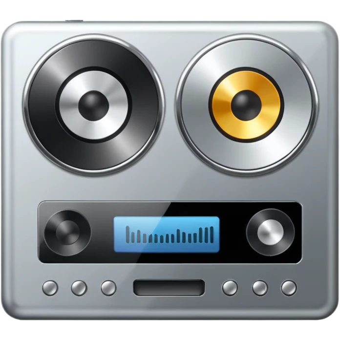 audio metallic silver chrome, no gold emoji