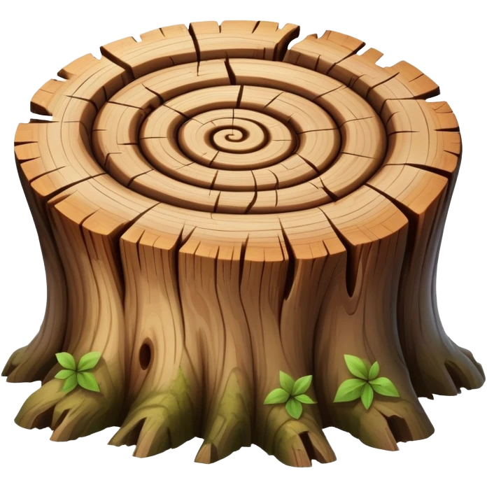 A beautiful pretty natural Tree stump with a swirly pattern in the middle twigs sticking out emoji