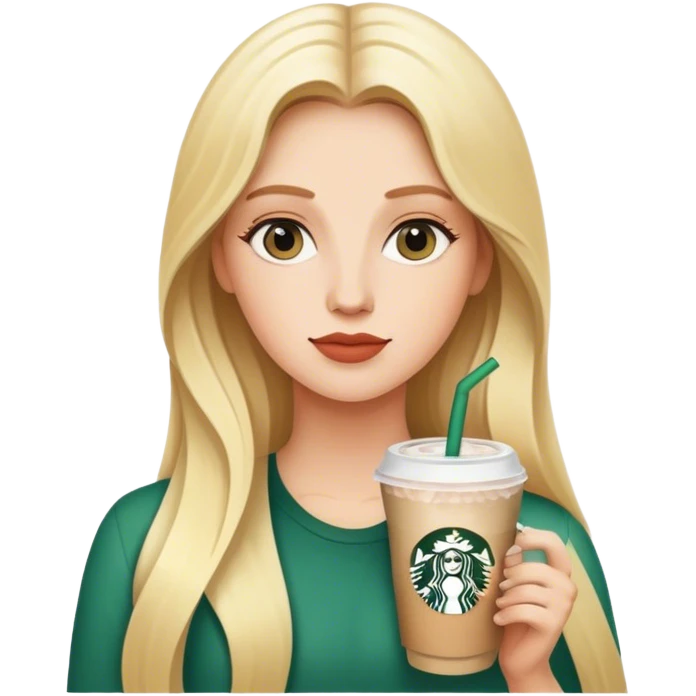 Long blonde model drinking a Starbucks  emoji